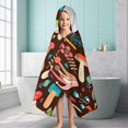 thumbnail image 6 of Colorful Mushroom Floral Brown Pattern Hooded Bath Towel，60"x35" for Ages 3 To 12 Kids, Quick Dry Lightweight Soft Microfiber Hood Beach Towel Cover Up for Kids, 6 of 7