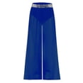 thumbnail image 3 of TiaoBug Kids Girls High Waisted Sequins Side Slit Chiffon Wide Leg Pants Belly Dance Performance Bottoms Blue 16, 3 of 7