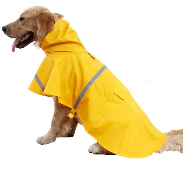 Impermeable ajustable con capucha para perros, chaqueta impermeable para perros, ropa para perros pequeños, medianos y grandes (Amarillo M)