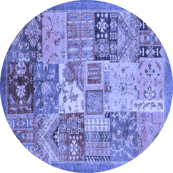 Ahgly Company Indoor Round Abstract Blue Modern Area Rugs, 6' Round