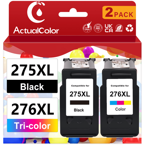 275XL 276XL Ink Cartridge for Canon 275 276 Ink Cartridge for Pixma TS3722 TR4722 TS3522 Printer, 2 Pack