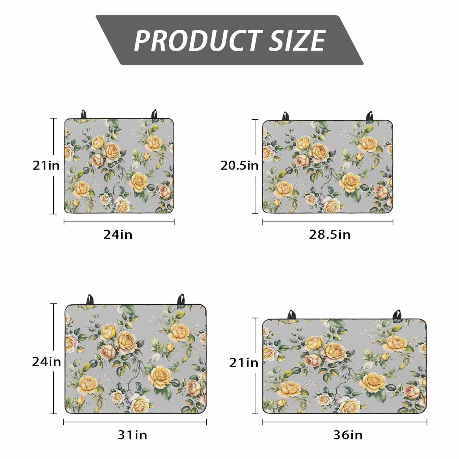 Yellow Rose Stove Top Cover for Electric Stove, Heat-proof & Non Slip Glass Top Stove Cover Protector, Vintage Country Botanical Floral Vines Kitchen Flat Cooktop Rubber Mat 24x21 Inches