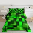 thumbnail image 2 of Homewish Black Green Plaid 2pcs Bedding Comforter Set For Female Men Adults,Abstract Geometric Buffalo Twin Comforter Sets,Futuristic Cubes Breathable Bedding Set,Microfiber Bedroom Decor,Reversible, 2 of 8