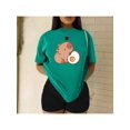 thumbnail image 1 of Playera Blusa De Capybara Comiendo Un Huevo Estrellado Capibara Ropa Para Mujer Divertida Color Verde Talla Chica Marca Emil SaEs, 1 of 4