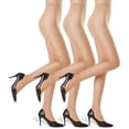 thumbnail image 1 of G&Y Women's Sheer Tights 20D Control Top Pantyhose with Reinforced Toes, Black, 3 Pairs, 1 of 7
