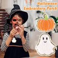 Halloween Pumpkin Ghost Iron on Patches Glitter Gold Edge, Applique