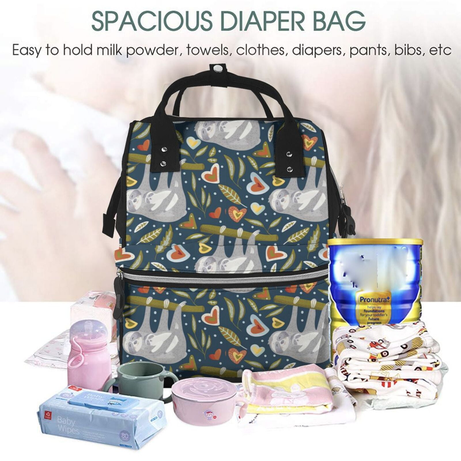 Kdxio Baby Diaper Backpack,Multi-Function Travel Backpack Nappy Bags,Nursing Bag, Fashion Mummy,Roomy Waterproof for Baby Care(Cute Sloth)