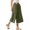 #513-Army Green, variant on Women's Casual Cotton Culottes Solid Color High Waist Drawstring Wide Leg Capris with Pockets and Lace Trim for Daily Wear Gift