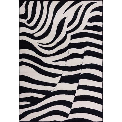 Well Woven Miami Zebra Animal Print Runner Rug, Black, 20" x 7'2