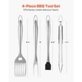thumbnail image 2 of VEVOR Grilling Accessories, 4PCS BBQ Grill Tool Set, Heavy Duty Stainless Steel Barbecue Tools, Kitchen Utensils with Tong, Spatula, Fork, Brush, for Outdoor Grills, Gift for Father Men Husband, 2 of 9