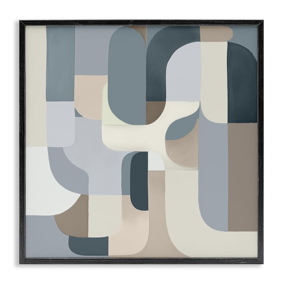 Stupell Industries Bauhaus Blue Curves Black Framed Giclee Art, design by Annabelle Hall