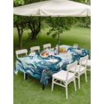 thumbnail image 4 of Outdoor Tablecloth with Umbrella Hole for Patio/Picnic/Party/Camping, Ocean Seahorses Waterproof Table Cloth Rectangle Table Cover Washable, Coastal Animals Seaweed Strafish Compass Blue (60"x 120"), 4 of 8