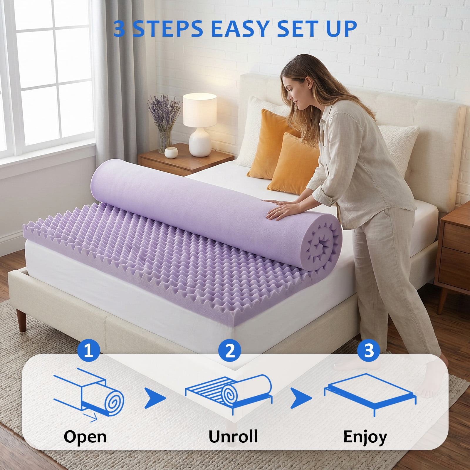Mattress Topper, Twin Size Egg Crate Memory Foam Mattress Topper,Pressure Relief for Back Pain, 2 Inches
