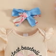 thumbnail image 5 of mgoYE Basketball Baby Girl Outfit Newborn Basketball Bow Short Sleeve Romper Flare Pants Headband Set 3Pcs Summer Outfits(Blue,0-3 Months), 5 of 7