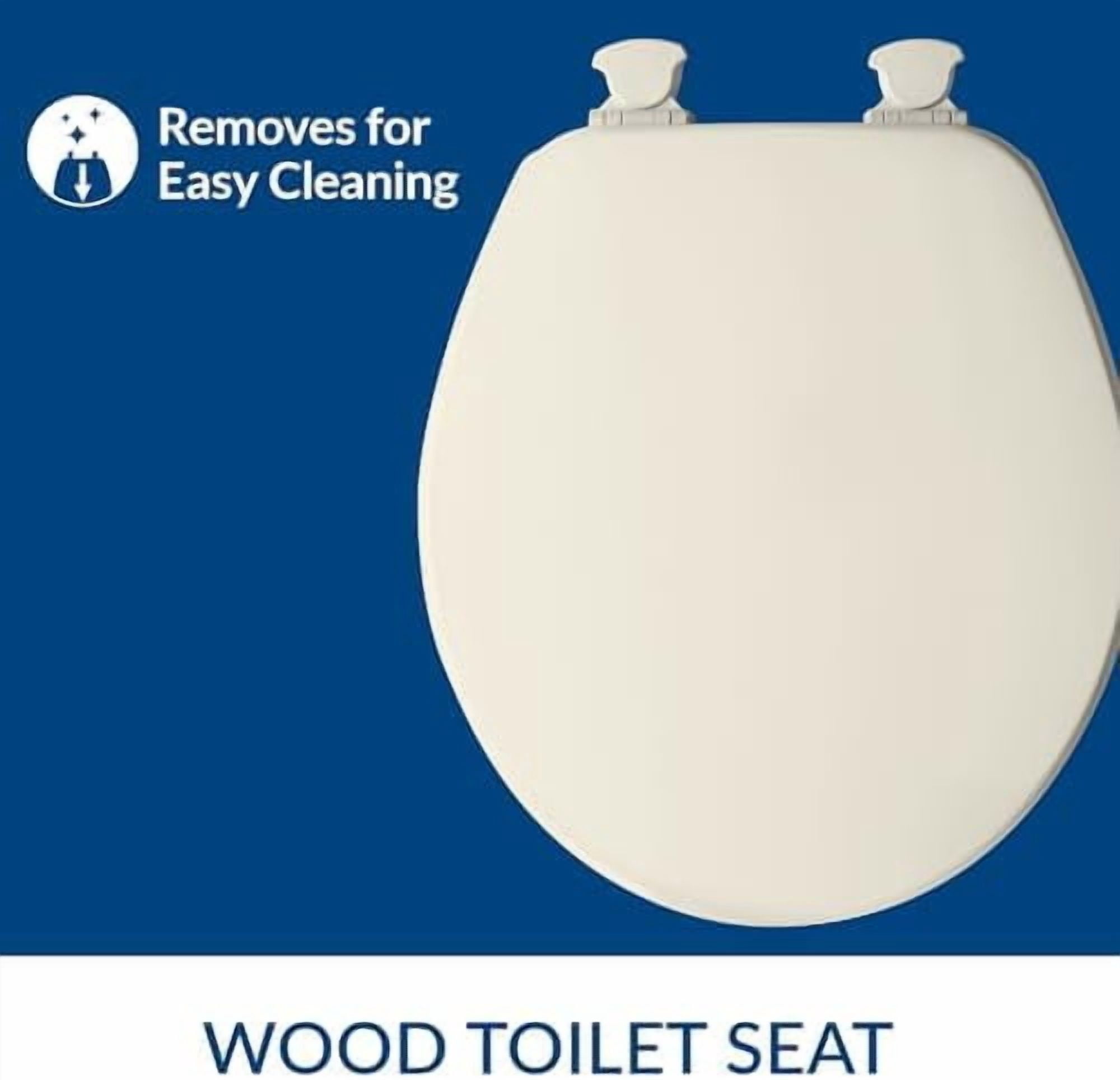 CHURCH Toilet Seat, Easy Clean Hinges Release for Deep Cleans, Durable Enameled Wood Seat, Round, Biscuit (Pack of 2)