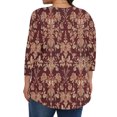 thumbnail image 5 of Viluyesy Big Size Round Neck T-Shirt for Womens 3/4 Sleeves Shirt Tops Fashionable Loose Blouse Coffee Size 4XL, 5 of 7