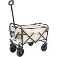 thumbnail image 2 of Olurrisa Minimeetall Extention Collapsible Foldable Wagon Cart Beach Wagon Heavy Duty Utility Cart Utility Wagon Grocery Cart for for Camping Shopping Sports Gardeing Fishing Supports 225lbs cream, 2 of 6