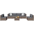 thumbnail image 3 of Walsunny 7 Pieces Patio Conversation Set, All-Weather Rattan Wicker Patio Furniture Sets with 6 Chairs and 1 Coffee Table, Washable Couch Cushions,Brown Rattan Gray Cushions, 3 of 7