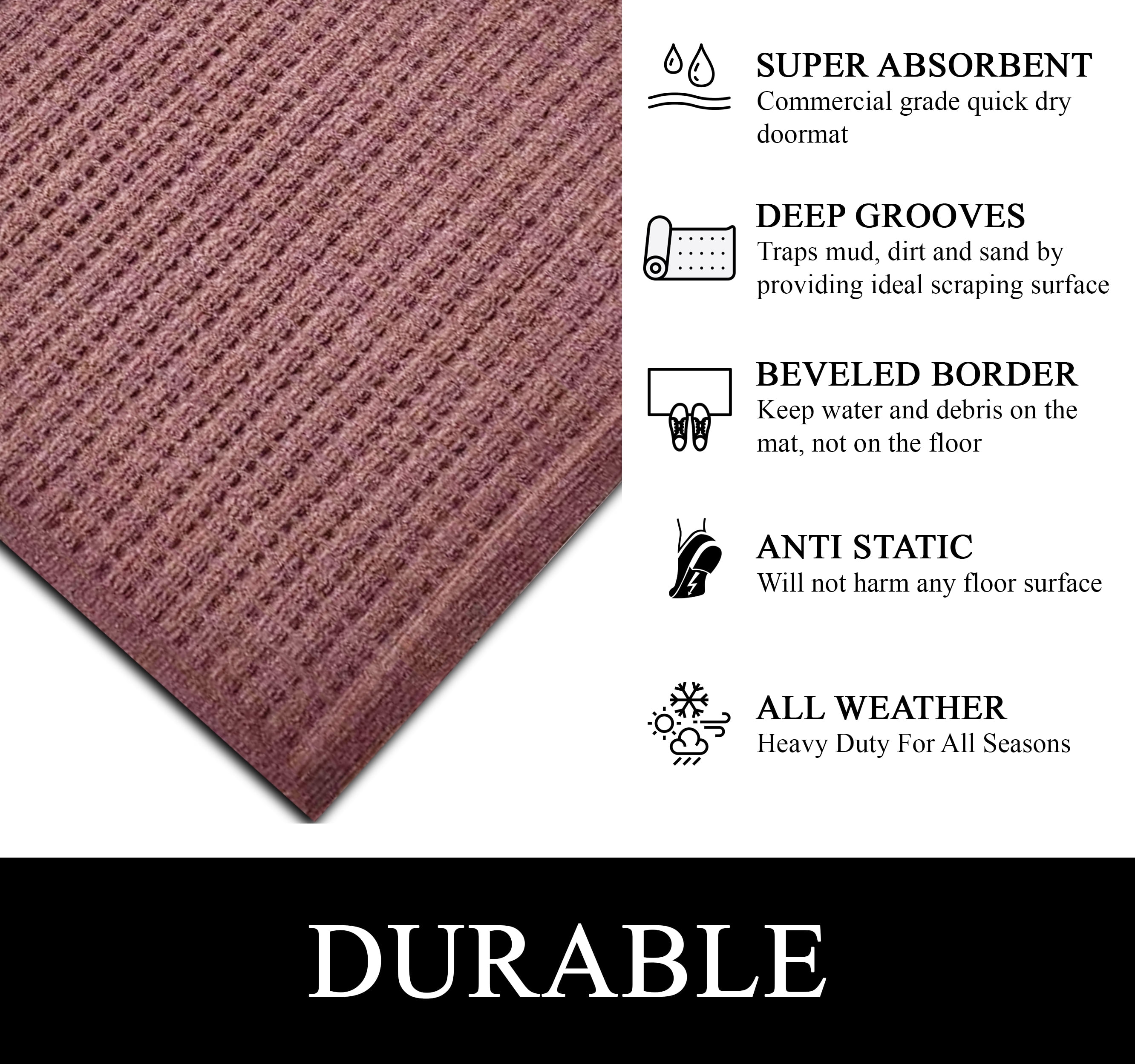 A1HC Indoor Outdoor Mat, Front and Back Entrance Welcome Mats, Front Door Patio Mats 18X30 Inches, Non-Slip Easy Clean Entrance Washable Doormats, Chocolate Brown