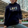 thumbnail image 2 of Distressed Lake Squad, Tie Dye Art, Summer Merch Gift, Navy Blue Hooded Sweatshirt or Hoodie, Large, 2 of 5