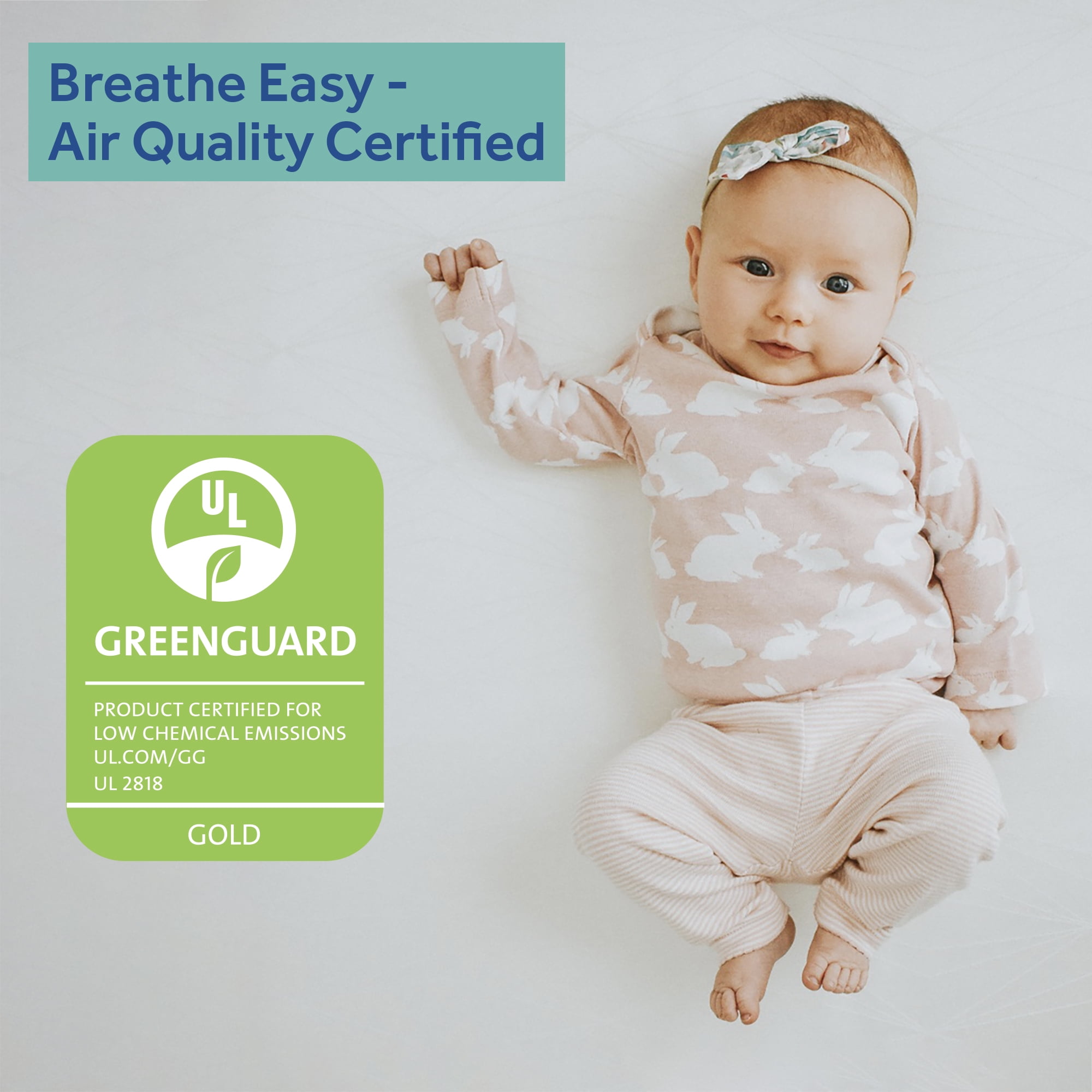 Sealy Butterfly 2-Stage Breathable Foam Crib Mattress and Toddler Mattress, White