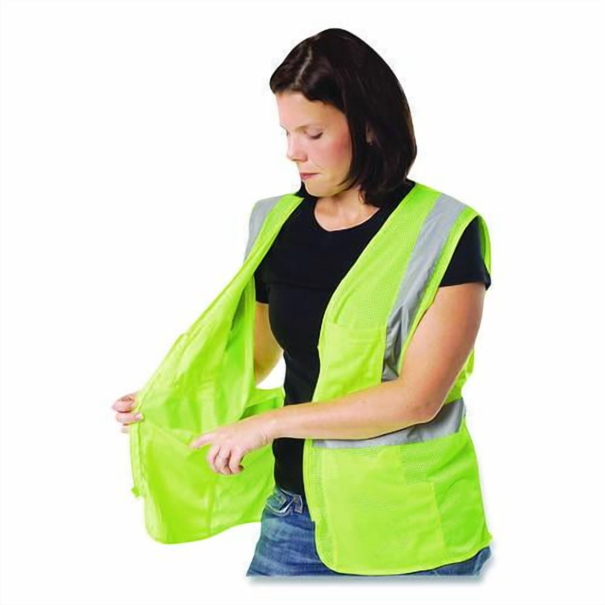 ANSI Class 2 Two-Pocket Zipper Mesh Safety Vest, 2X-Large, Hi-Viz Lime Yellow | Bundle of 2