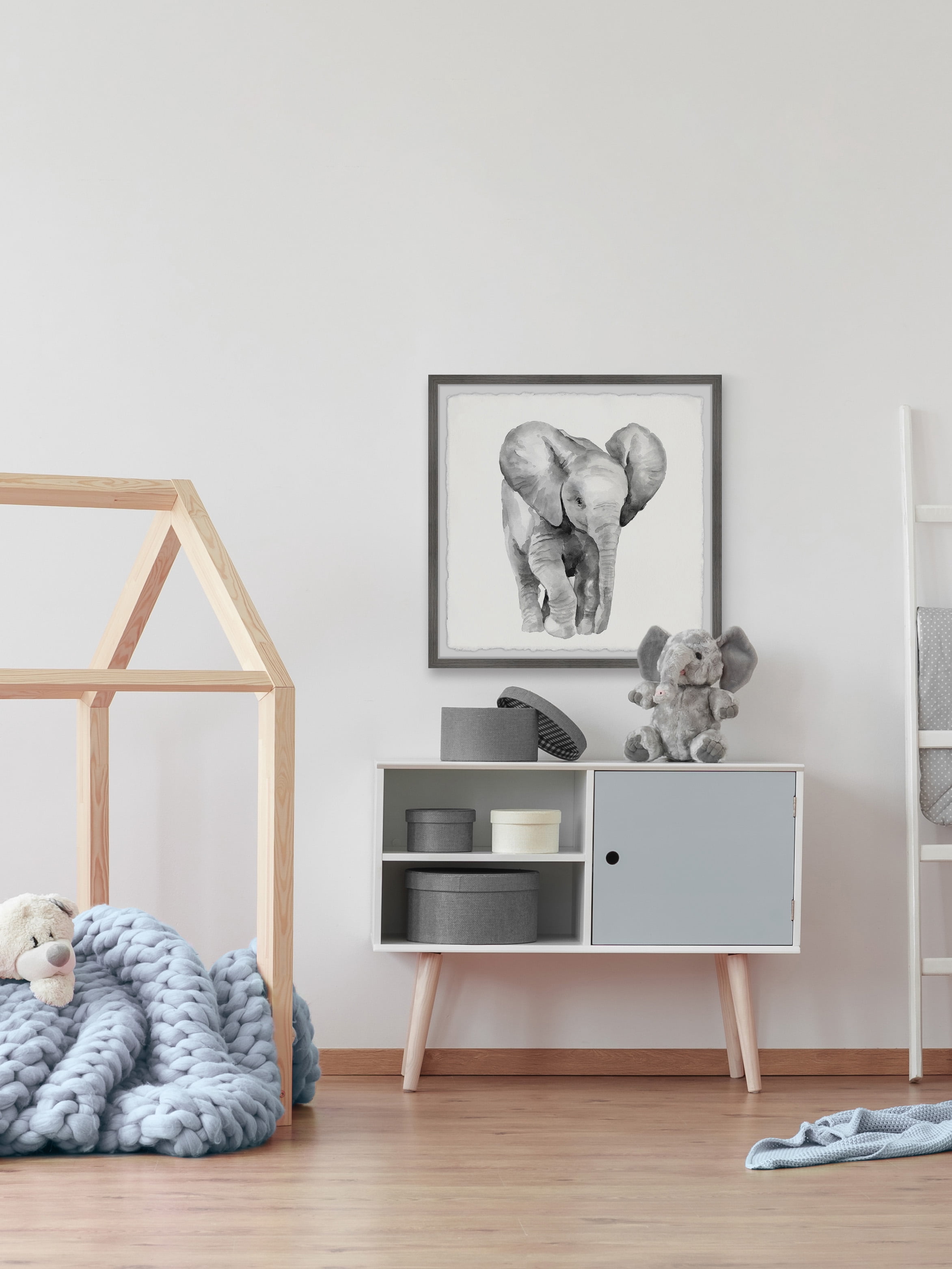 Marmont Hill Lonely Elephant Framed Wall Art, 24" x 24"