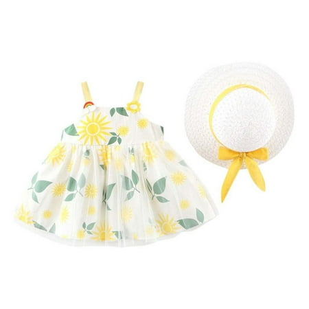 

Girl s Summer Dresses Sleeveless Princess Dress Casual Print Yellow 70