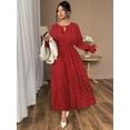 thumbnail image 4 of AURA Plus Size Women’s Dress Polka Dot Chiffon Long Sleeve Office Wear 0XL–4XL, 4 of 7
