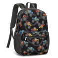 thumbnail image 2 of Monster Cartoon Truck Black Pattern 17" Waterproof Oxford School Backpacks for Teens, S-Shape Padded Straps, for School, Travel, Hiking, Camping, 2 of 5
