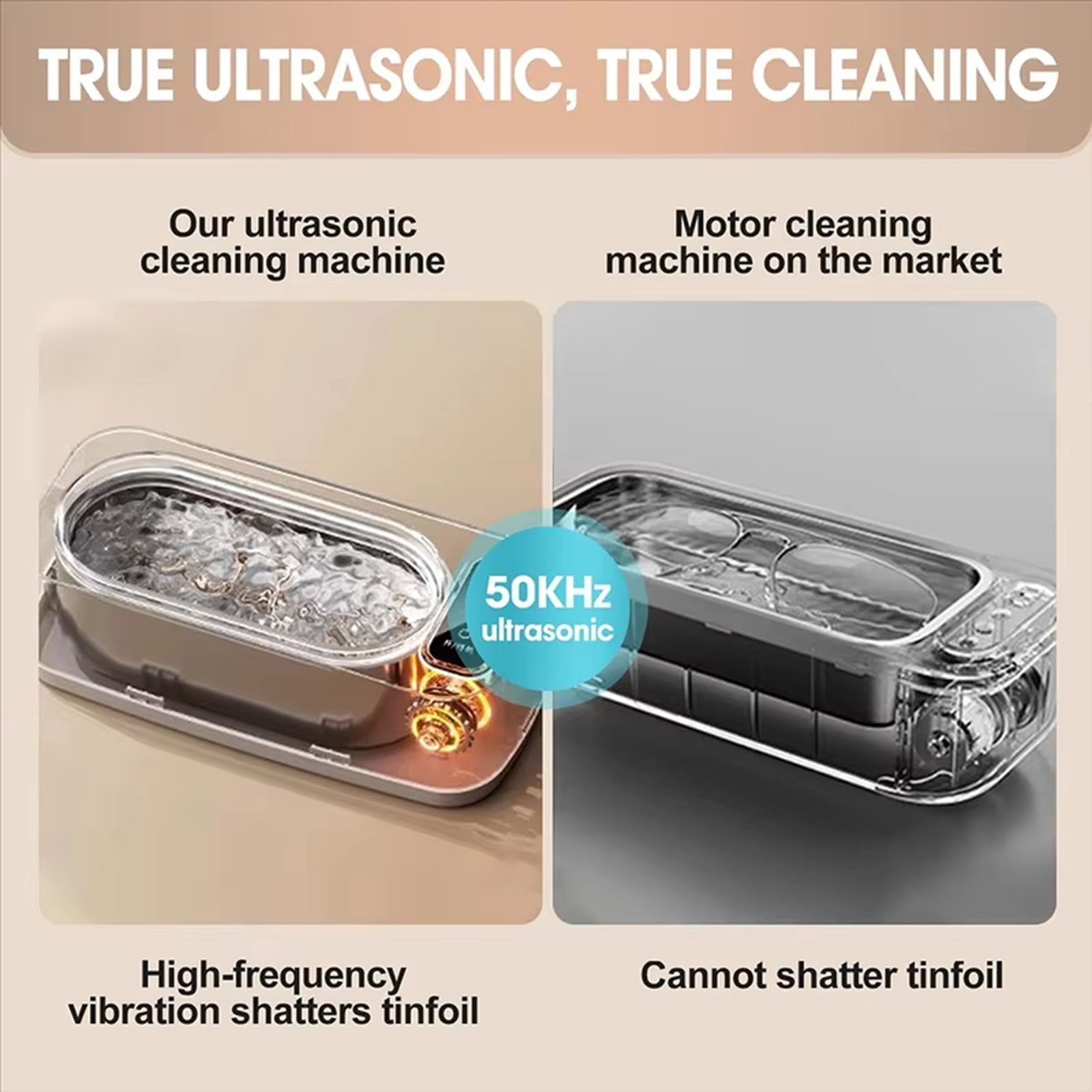 Ultrasonic Cleaning Machine for Jewelry Eyeglasses Dentures Compact Household Cleaner with One Button Operation