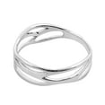 thumbnail image 6 of Modern Open Lines Wave Band Sterling Silver Ring for Female Anniversary Size-5, 6 of 8