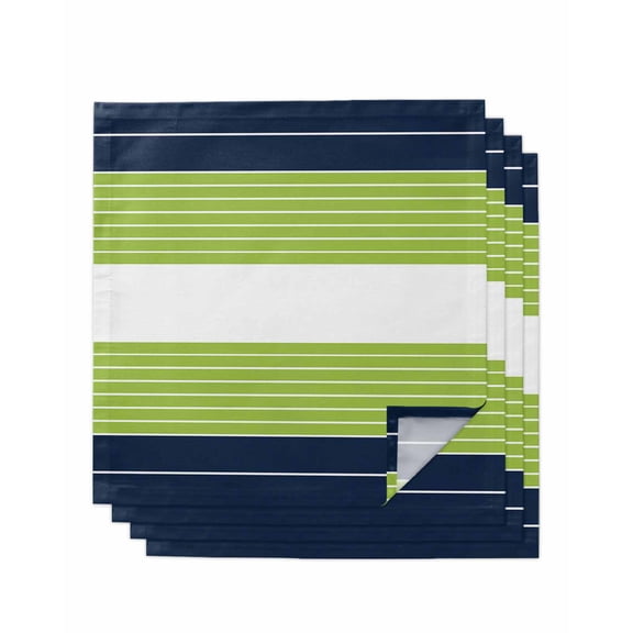 Hokiten Kitchen Dinner Napkins Set of 4 Navy Blue Green Stripe Cloth Napkins Reusable Washable Table Napkins for Weddings Cocktail Parties Holiday Table Decor 20x20 Inch