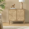thumbnail image 2 of Boho Storage Accent Cabinet 2 Rope Woven Doors with Cable Management Oak, 2 of 9