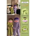 thumbnail image 4 of Big Mouth Monster Onesie, Silly Plush Hooded Pajamas for Halloween Christmas Winter, Googly Eyes Wide Grin Cozy Coral Fleece One-Piece Loungewear, Funny Holiday Cloth Sleepwear, 4 of 9