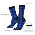 thumbnail image 6 of Honeii Buffalo Plaid Blue Black Print Adult Socks,Crew Socks,Casual Calf Socks,Daily Wear Socks for Men & Women, Perfect for Sports, Casual and Everyday Use, 6 of 6