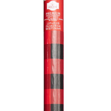 Red and Black Buffalo Plaid Premium Christmas Wrapping Paper, 30 in, 160 Sq. ft., by Holiday Time