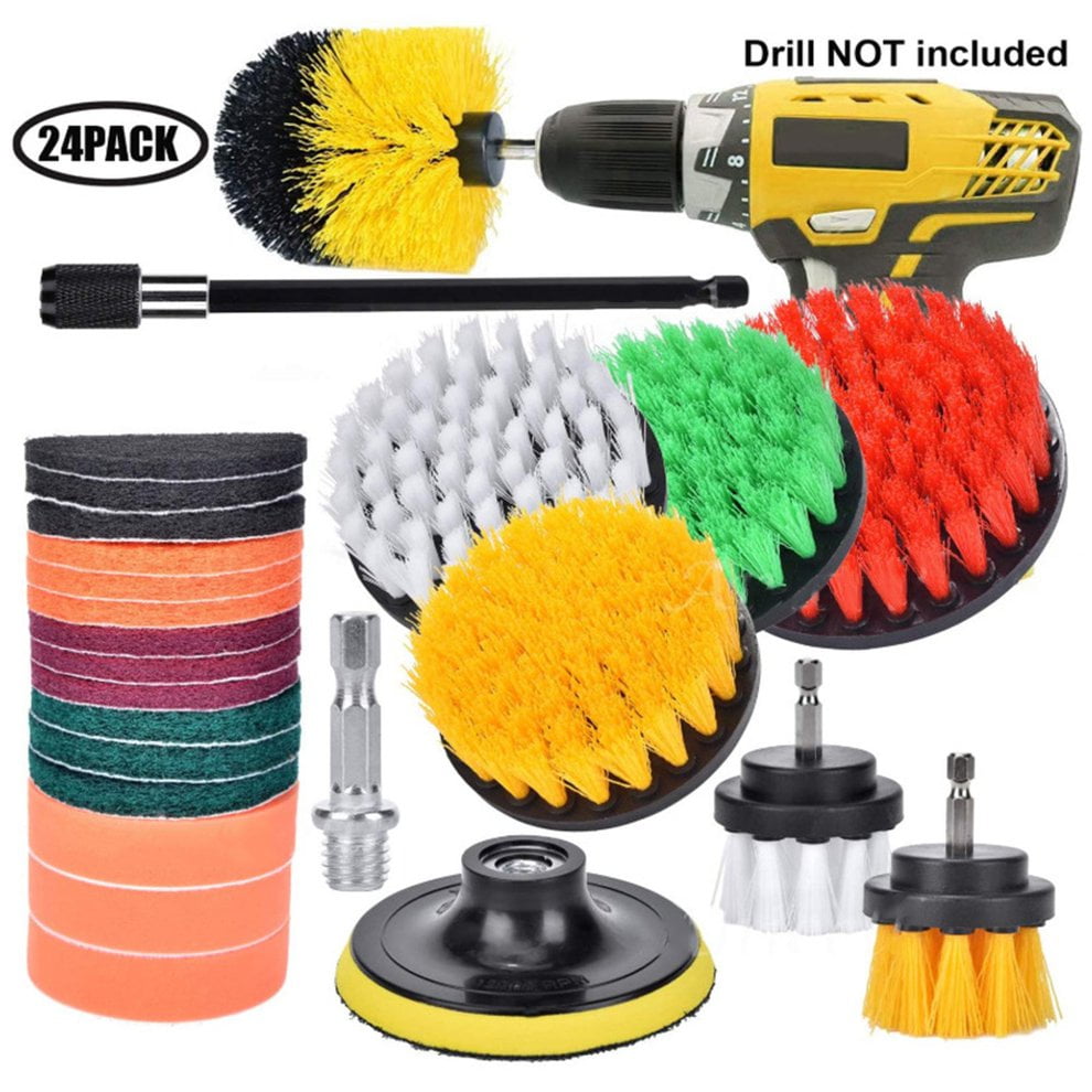 Power Scrubber Brush Electric Drill Brush Scrub Pads Grout Power Drills 24PCS 