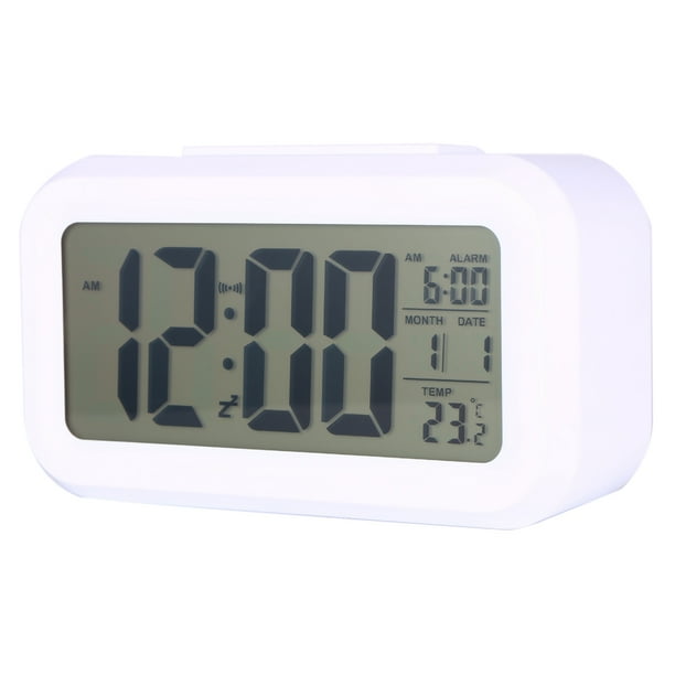Reloj despertador digital LED, retroiluminación LED Reloj despertador de escritorio con repetición digital Pantalla de calendario de temperatura Local para la decoración del coche de la oficina en cas
