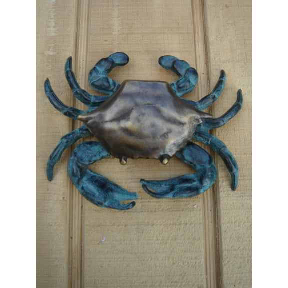 Solid Brass Blue Crab Door Knocker Nautical FL Home/Beach House/Front Door Decor