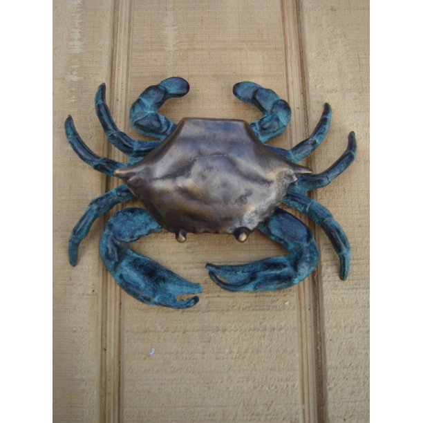 Solid Brass Blue Crab Door Knocker Nautical Fl Home Beach House Front Door Decor Walmart Com Walmart Com