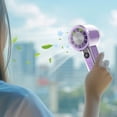 thumbnail image 4 of Portable Handle Fan with Air Turbo,4000mAh Battery Rechargeable with LED Display,Summer Outdoor Travel Essentials,Gifts for Men Women,Purple, 4 of 7