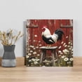thumbnail image 5 of Rustic Farmhouse Canvas Wall Art, Rustic Red Barn Rooster Wildflowers Framed Wall Decor Modern Artwork Prints Painting for Living Room, Bedroom, Kitchen & Cafe Decor 16x16 Inch, 5 of 9
