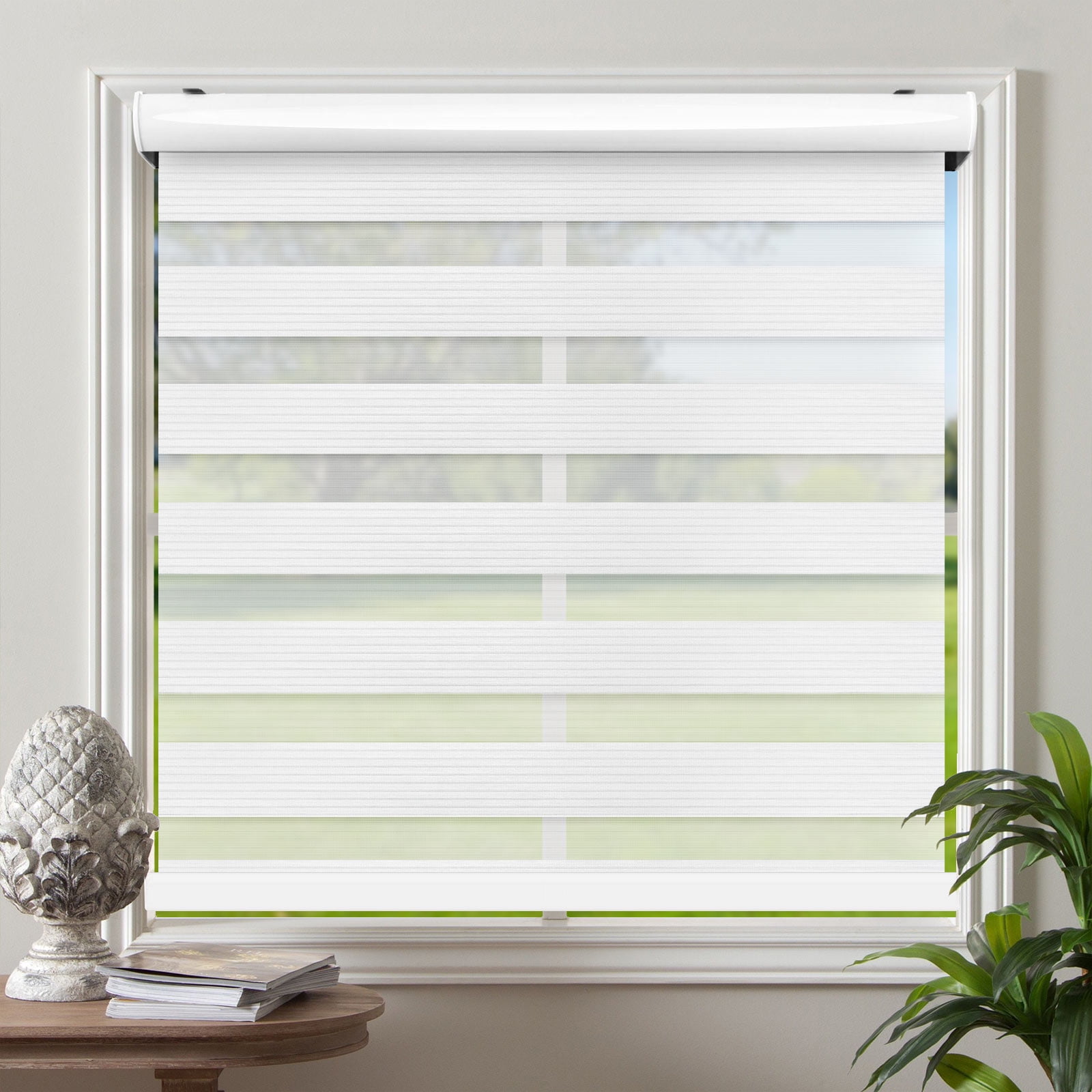 Biltek Pleated Cordless Light Filtering Fabric Window Blinds 48" x 72" White