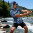 thumbnail image 2 of OIOLOYJM Sun Protection Shirts for Men Quick Dry Lightweight Uv Protection Rash Guard Camo Short Sleeve Hoodies Summer Running Outdoor Fishing Clothes Light Blue L, 2 of 5