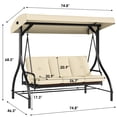 thumbnail image 2 of LAZY BUDDY 3 Person Porch Swing with Adjustable Canopy, Outdoor Patio Swing Chair Convertible 2 in 1 Swing Bed with 2.36'' Thick Cushions for Backyard/Garden/Poolside, 750lbs, 2 of 11