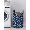 thumbnail image 3 of Navy Blue Laundry Bag, Continuous Demonstration of Nautical Maritime Styled Circular Overlapping Ropes, Basket with Handles Drawstring Closure for Laundromats, 13" x 19", White Indigo, by Ambesonne, 3 of 4