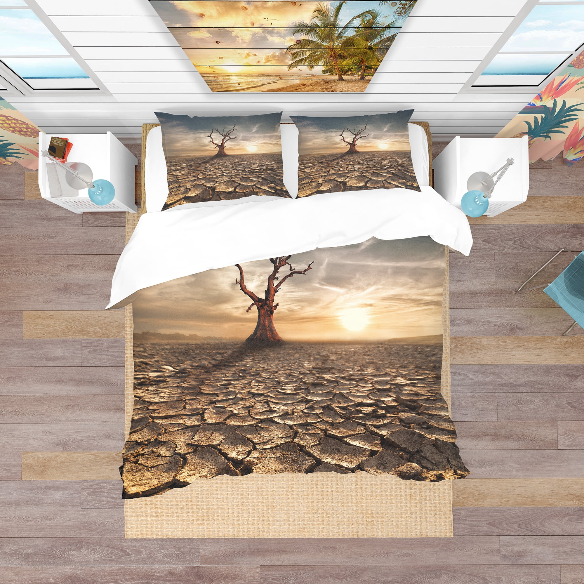 Designart 'Lonely Dead Tree in Cracked Land' Modern & Contemporary Duvet Cover Set