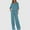 Blue, variant on Hueook Womens Sets 2 Piece Outfits Women's Casual Loose Solid Color Short-sleeved Trousers Suit Blue 2X