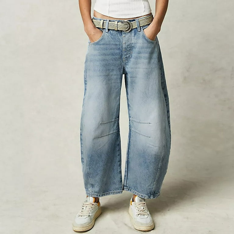 VBARHMQRT Female Mother Jeans Mid Rise Barrel Jeans for